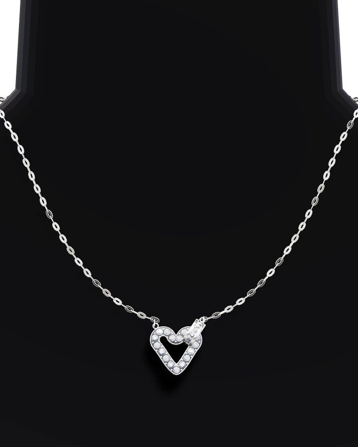 Silverhalsband Länkat Hjärta CZ