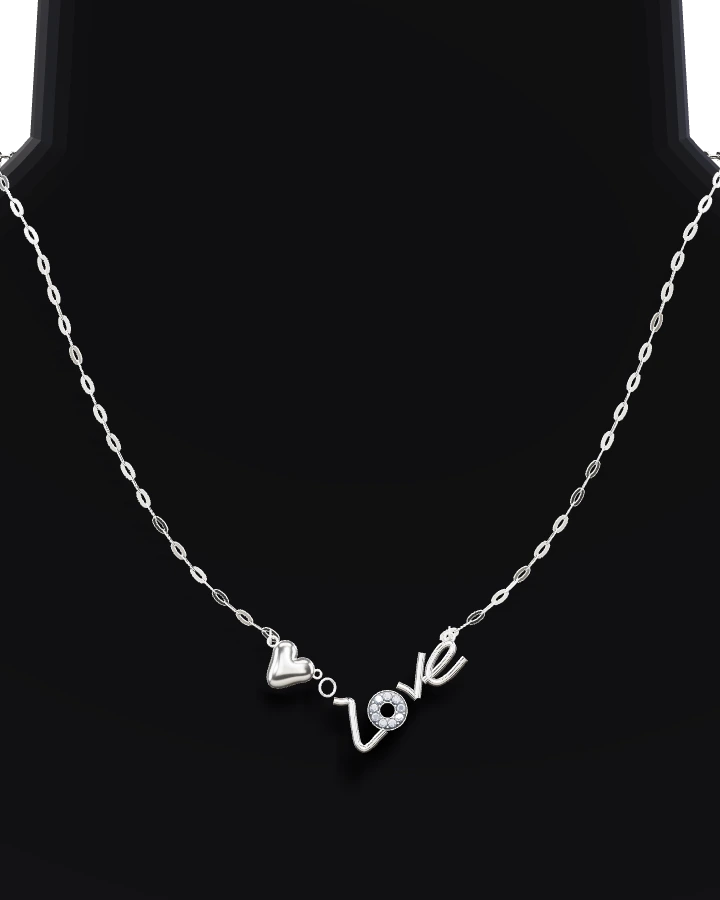 Silverhalsband Love med Hjärta CZ