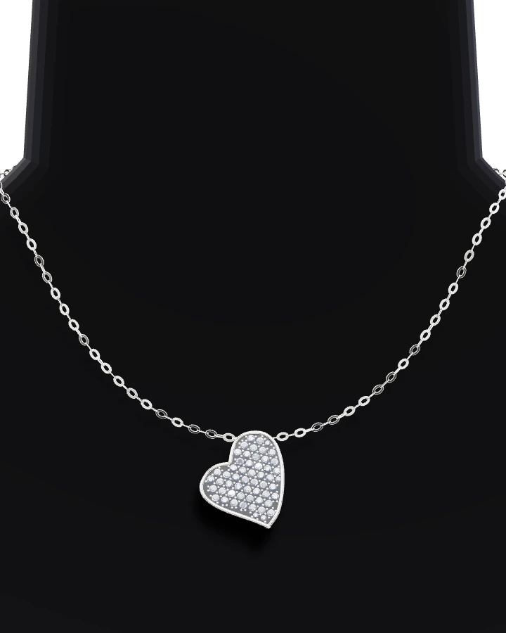 Silverhalsband Lutande Hjärta CZ