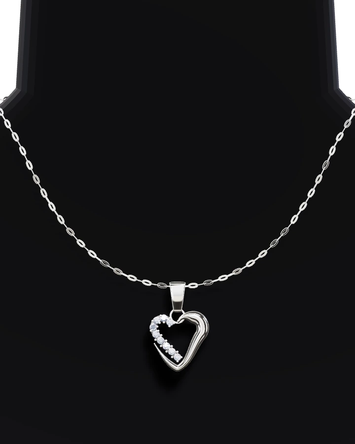 Silverhalsband Öppet Hjärta Halv CZ