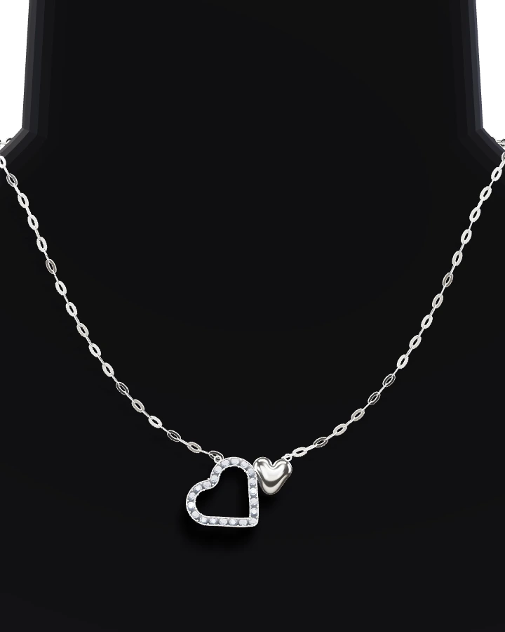 Silverhalsband Öppet och Bulligt Hjärta CZ