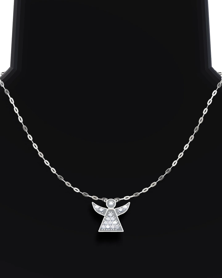 Silverhalsband Skyddsängel CZ