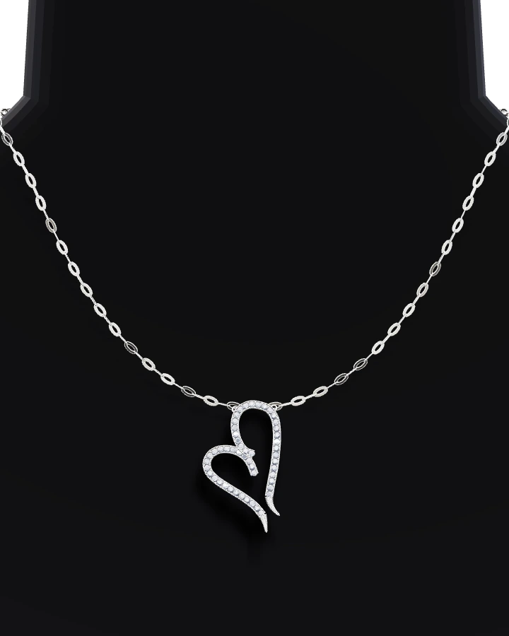 Silverhalsband Slingrande Hjärta CZ