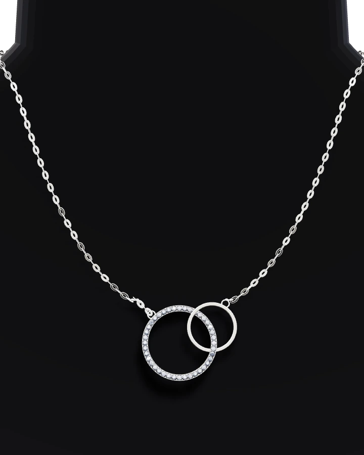 Silverhalsband Smala Länkade Cirklar CZ