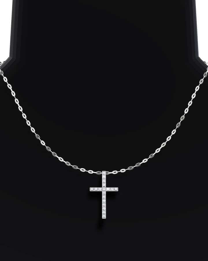 Silverhalsband Smalt Kors CZ