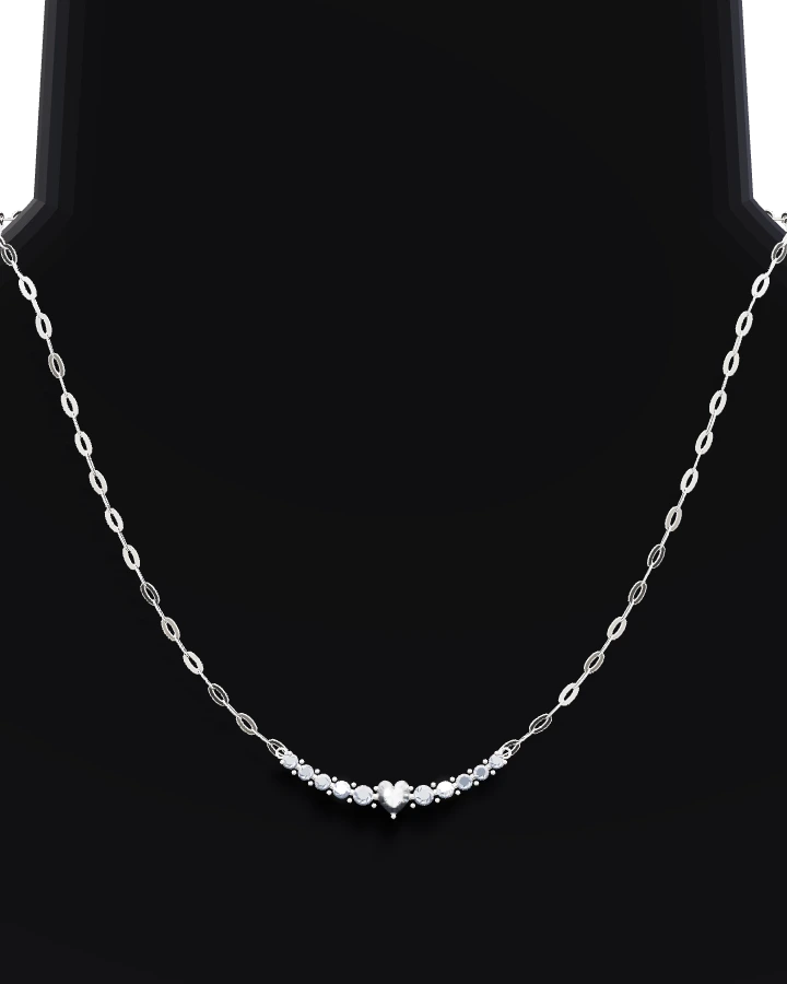 Silverhalsband Stenbåge med Hjärta CZ