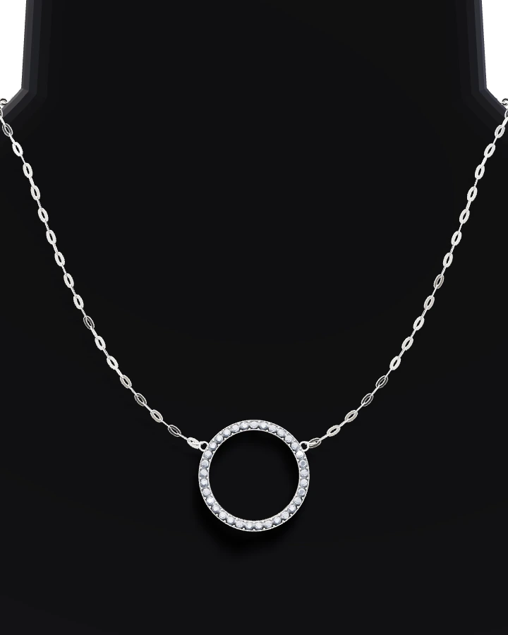 Silverhalsband Stensatt Cirkel CZ