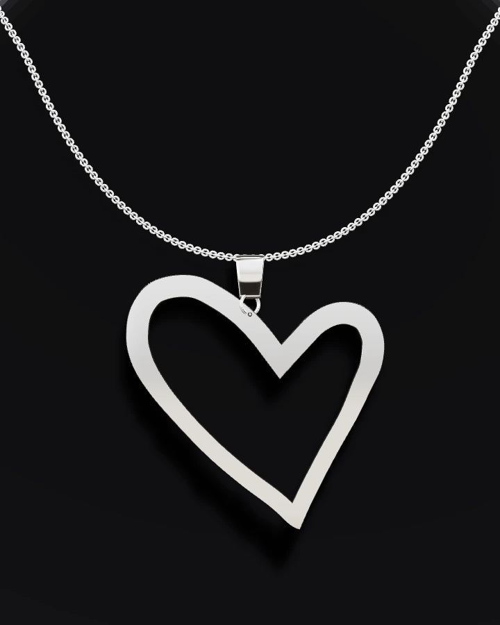 Silverhalsband Stort Öppet Hjärta