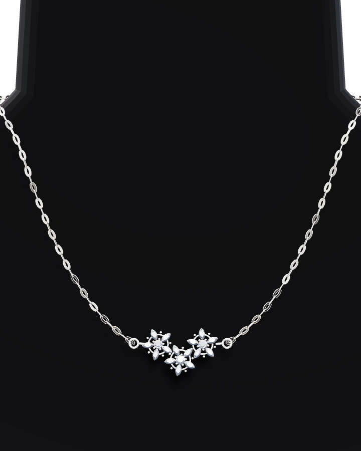 Silverhalsband Tre Blommor CZ