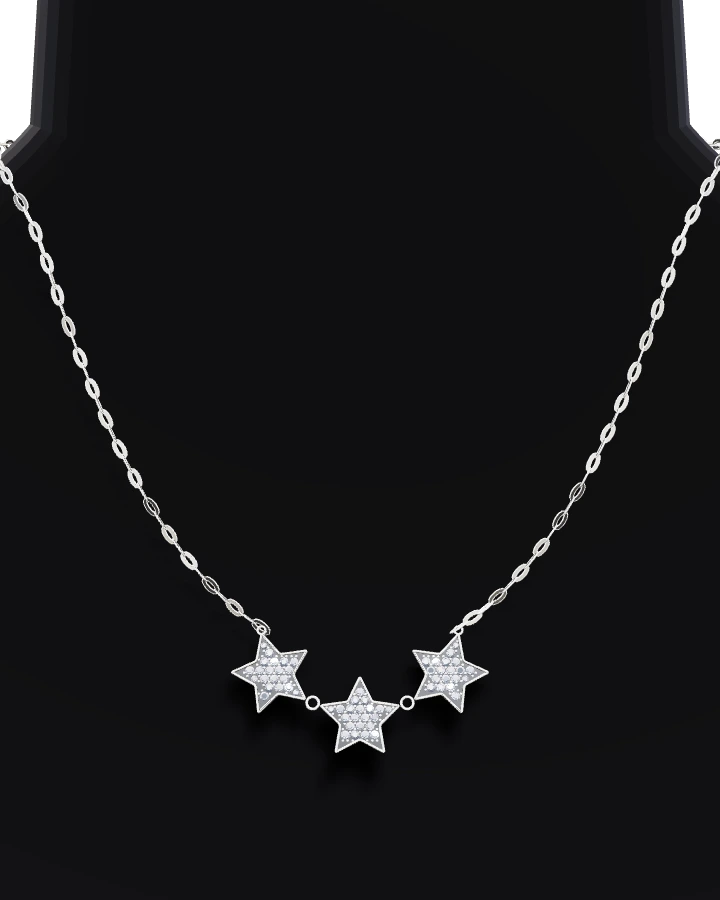 Silverhalsband Tre Stjärnor CZ
