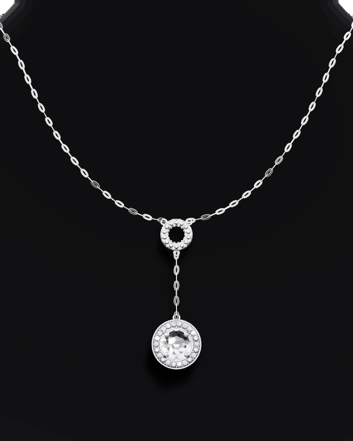 Silverhalsband Y-form Rund Sten CZ
